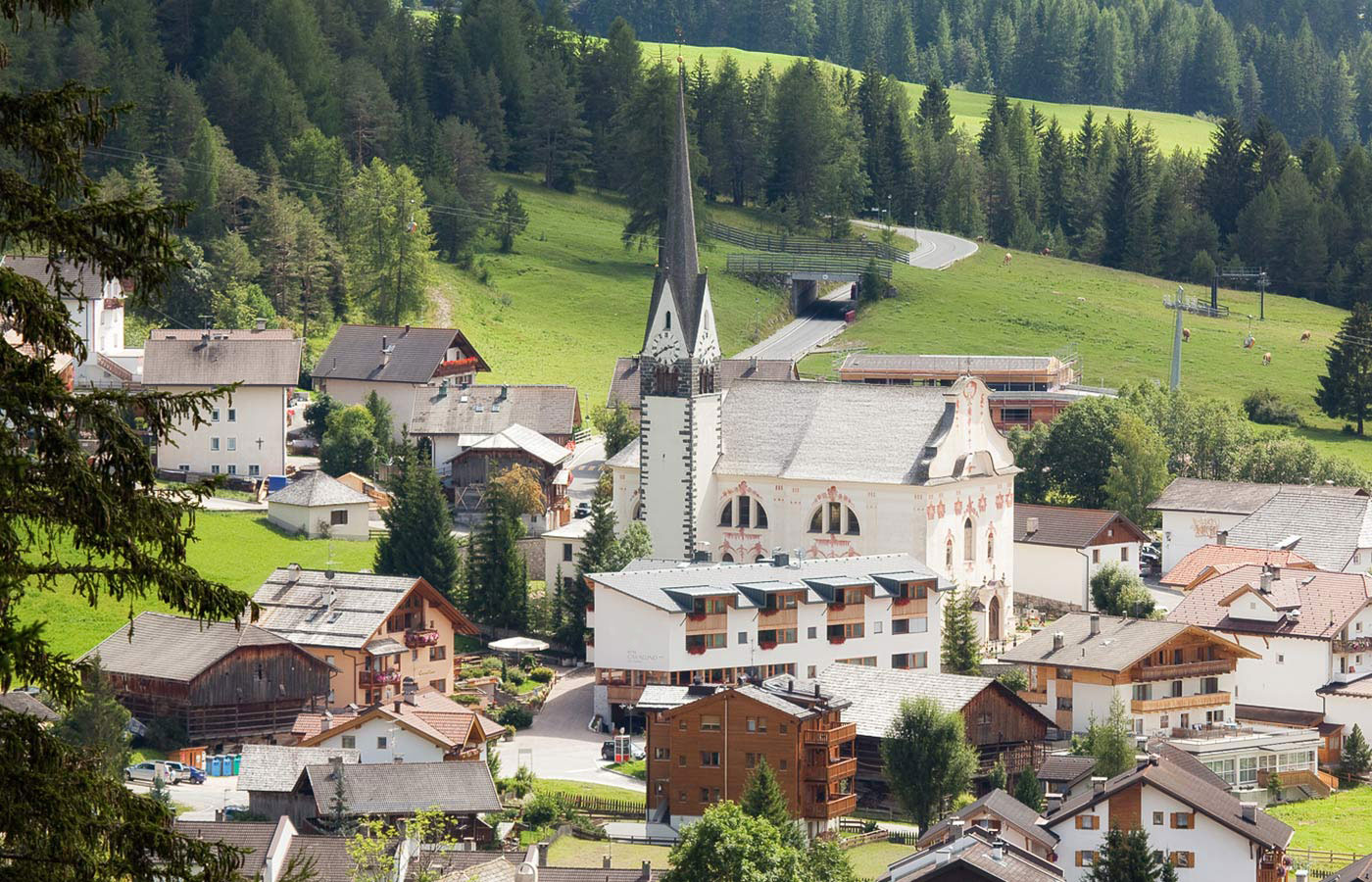 Das Dorf Abtei von oben gesehen